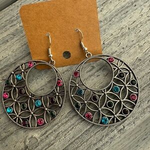Earrings-Elegant with Pink and Blue Accents